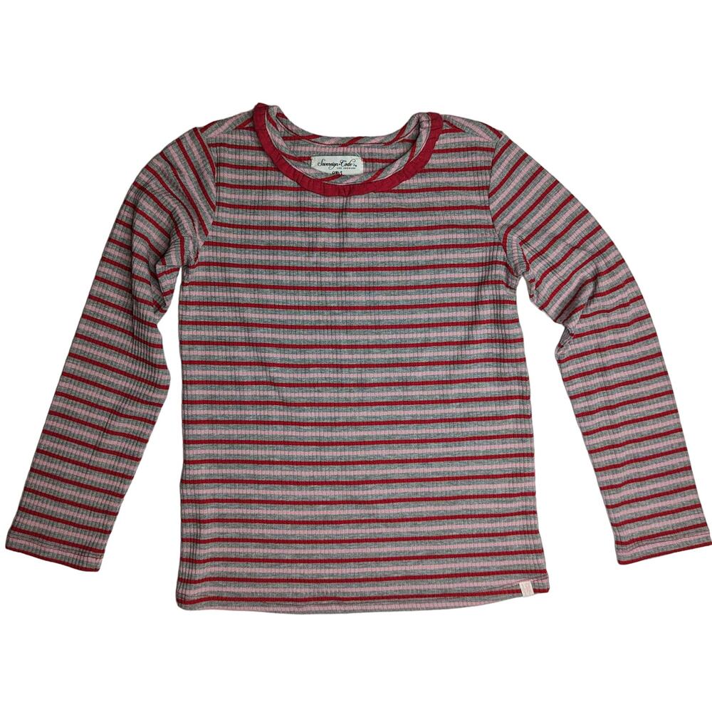 Girls Red Striped Long Sleeve T-shirt Top Shirt by Sovereign Code